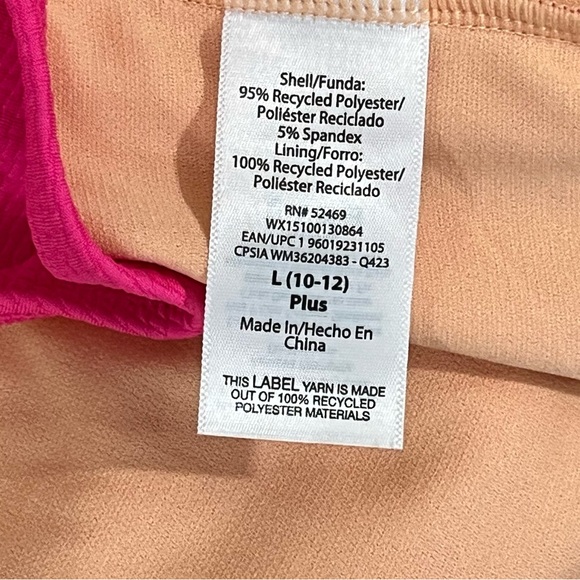 Wonder Nation ColorBlock Tie Waist One Piece Swimsuit 10/12 Plus Pink Orange - Picture 10 of 11